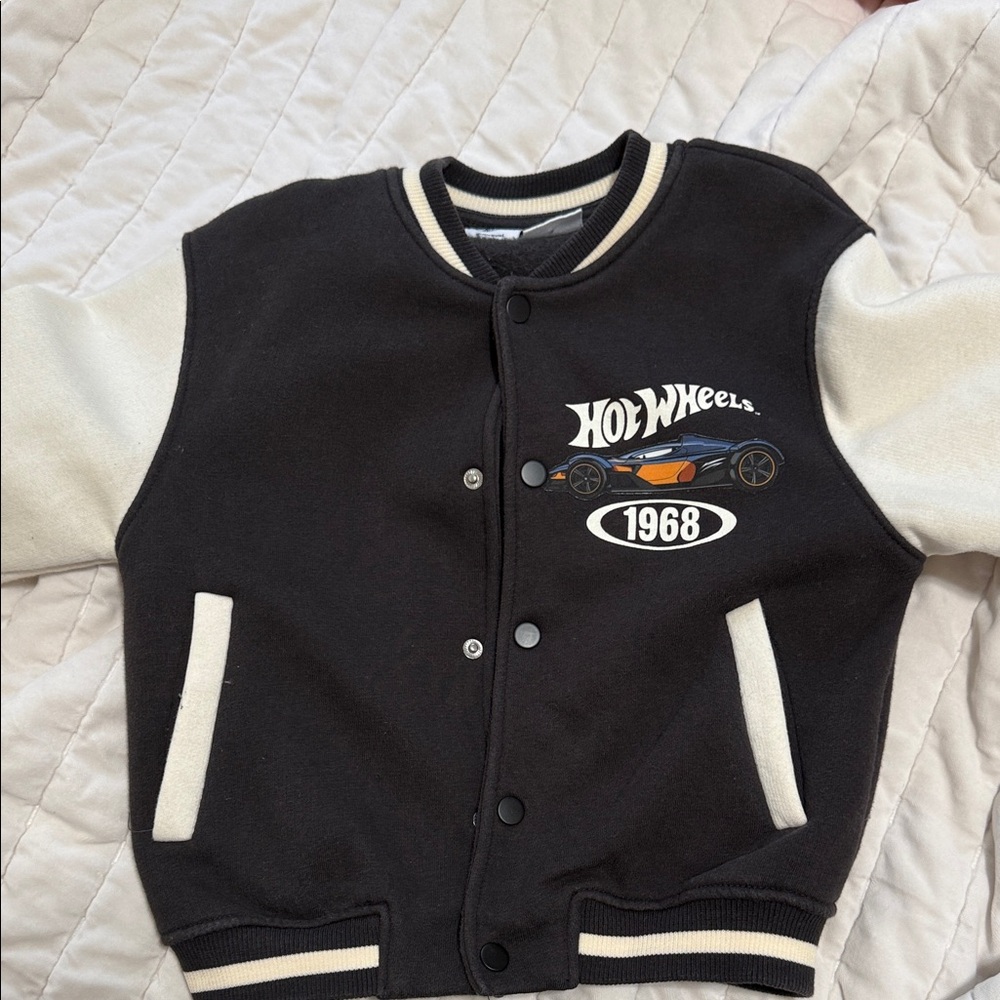 Zara Black and Cream Hot Wheels Kids Jacket